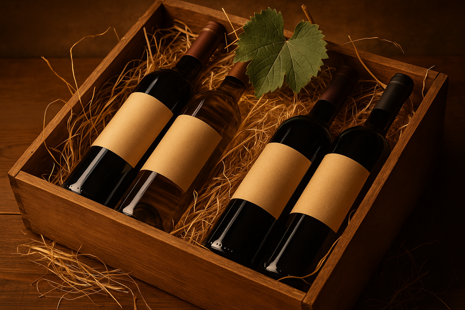 Curated Wine Bottles in Wooden Crate
